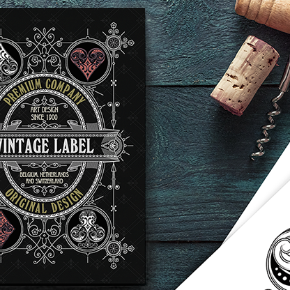 Vintage Label Playing Cards (Premier Edition Black) by Craig Maidment-Playing Cards-Wondercraft
