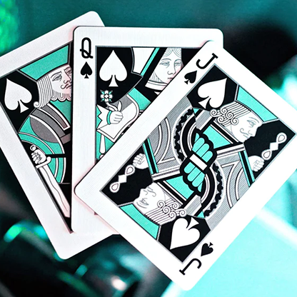 Limited NOC3000X3: Silver/Teal (Species X)-Playing Cards-Wondercraft