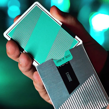 Limited NOC3000X3: Silver/Teal (Species X)-Playing Cards-Wondercraft