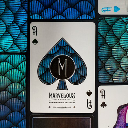 Marvelous Hummingbird Feathers (Blue) Playing Cards by Marvelous Decks-Playing Cards-Wondercraft