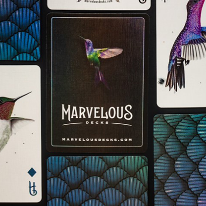 Marvelous Hummingbird Feathers (Blue) Playing Cards by Marvelous Decks-Playing Cards-Wondercraft