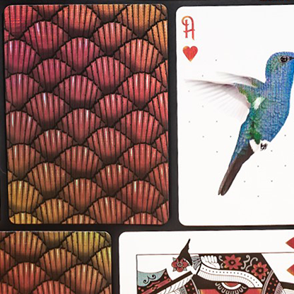 Marvelous Hummingbird Feathers (Red) Playing Cards by Marvelous Decks-Playing Cards-Wondercraft
