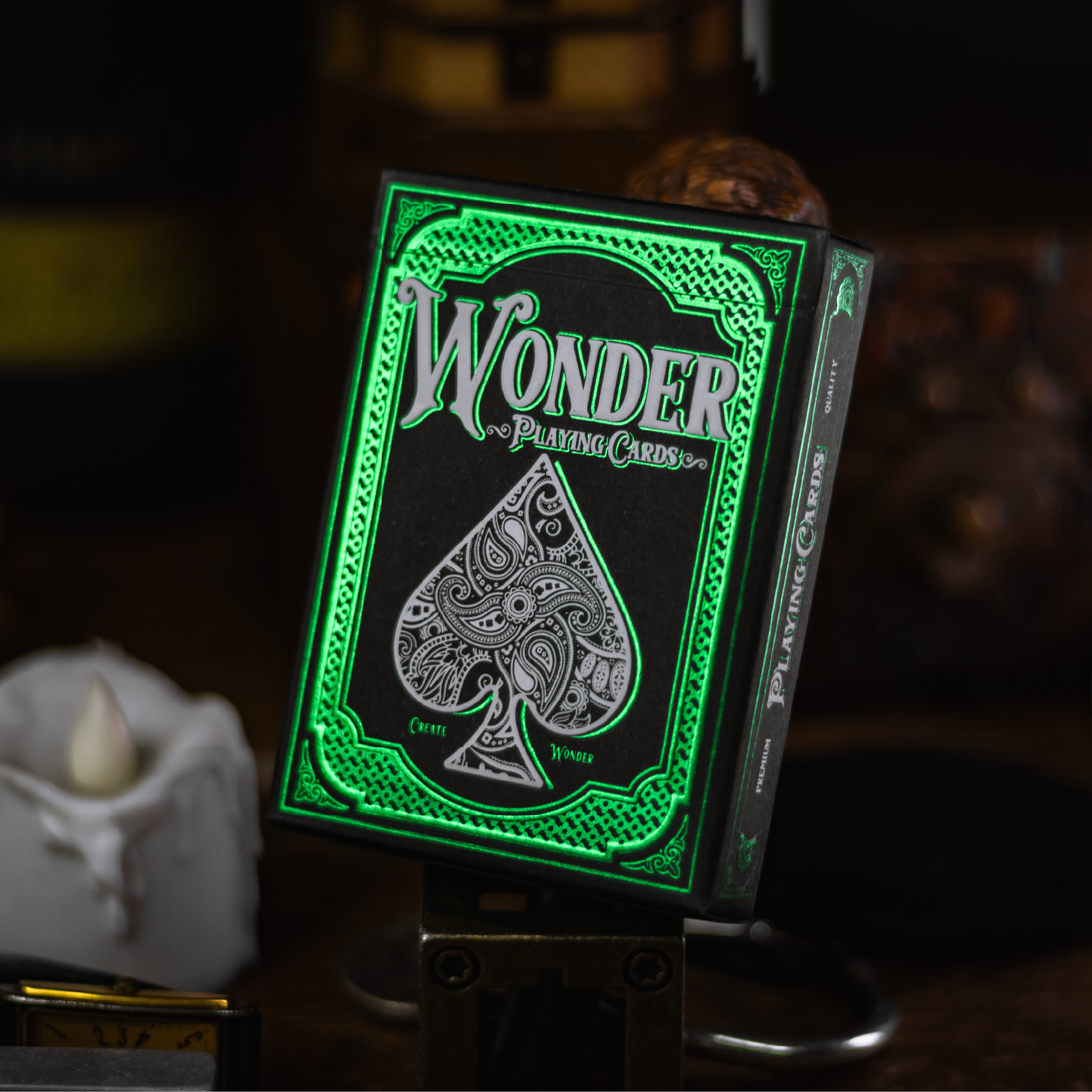 Wonder Playing Cards - Emerald - Black Gilded-Playing Cards-Wondercraft