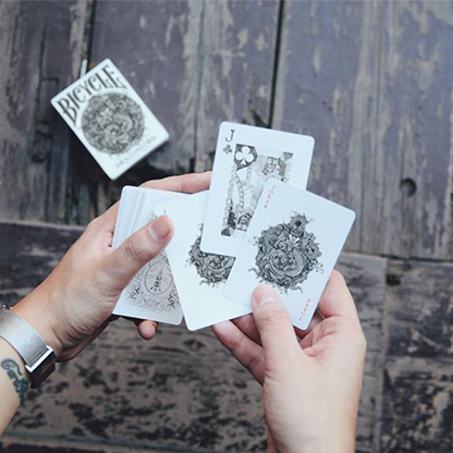 Bicycle Dragonlord White Edition Playing Cards (Includes 5 Gaff Cards)-Playing Cards-Wondercraft