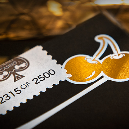 Limited Edition Cherry Casino (Monte Carlo Black and Gold) Numbered Seals Playing Cards by Pure Imagination Projects-Playing Cards-Wondercraft