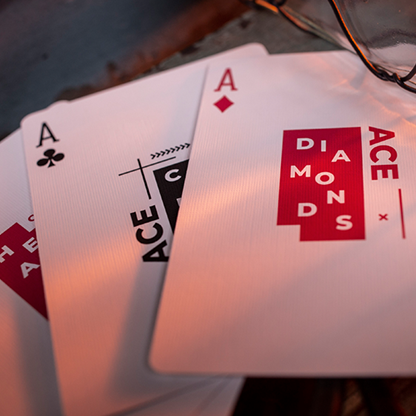 Sinis (Raspberry and Black) Playing Cards by Marc Ventosa-Playing Cards-Wondercraft